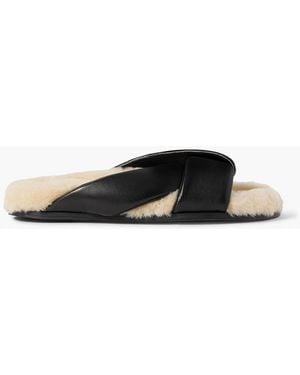 Emme Parsons Pantoletten aus leder mit shearling-futter - Schwarz