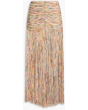 Zimmermann Fringed Floral-Print Silk-Organza Maxi Skirt - Natural