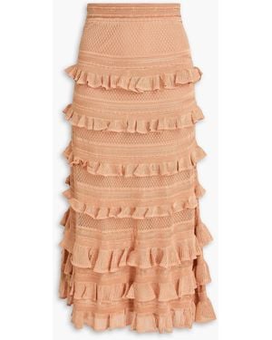 Zimmermann Ruffled Crochet-knit Midi Skirt - Natural