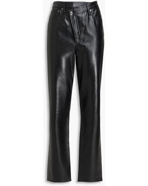 Agolde Leather-Blend Straight-Leg Pants - Black