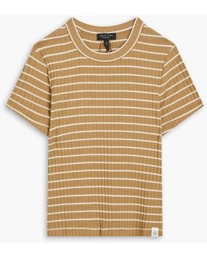 Rag & Bone Luca Striped Ribbed Stretch-Modal Jersey T-Shirt - Natural