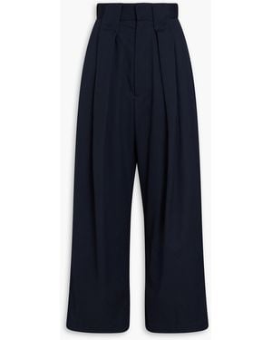 MERYLL ROGGE Pleated Twill Wide-Leg Trousers - Blue