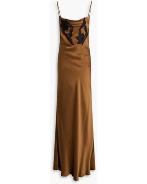 Esse Studios Rosa Lace-Trimmed Silk-Satin Maxi Slip Dress - Brown
