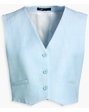 Maje Cropped Woven Vest - Blue