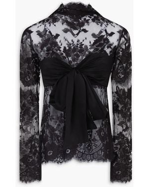 Zimmermann Bow-detailed Cotton-blend Lace Top - Black