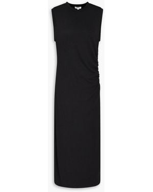 Vince Ruched Knitted Midi Dress - Black