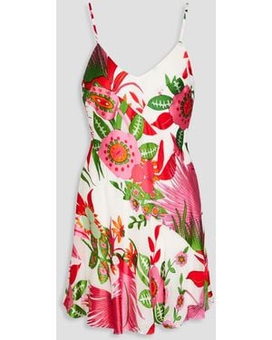 Cult Gaia Zarima Printed Devoré-chiffon Silk-blend Mini Slip Dress - Red