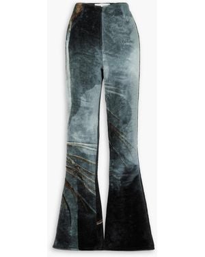 Conner Ives Printed Faux Fur Flared Trousers - Blue
