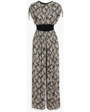 Diane von Furstenberg Andra Printed Stretch-Mesh Wide-Leg Jumpsuit - White