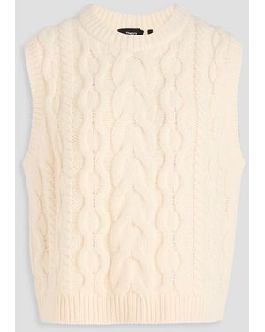 Theory Cable-knit Wool And Cashmere-blend Vest - Natural