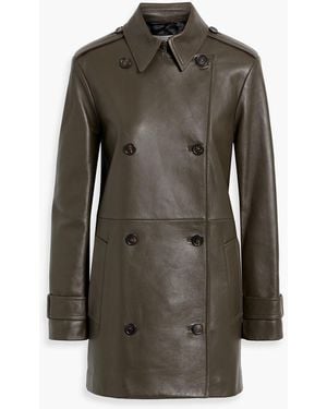 Veronica de Piante Charlotte Double-Breasted Leather Trench Coat - Gray
