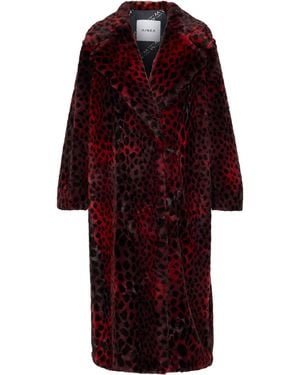 Ainea Leopard-print Faux Fur Coat - Red