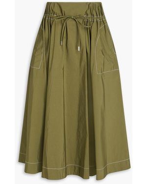 Jonathan Simkhai Gathered Cotton-Blend Faille Midi Skirt - Green