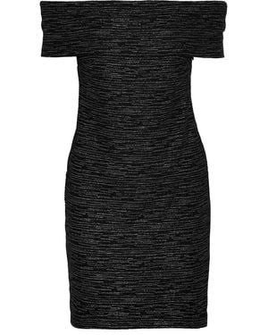 Halston Off-The-Shoulder Metallic Bouclé-Knit Mini Dress - Black
