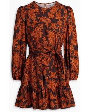 Heidi Klein Paisley-print Cotton-blend Poplin Mini Dress - Brown