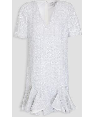 Badgley Mischka Sequined Tulle Mini Dress - White