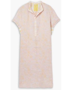Yvonne S Nehru midikleid aus bedrucktem leinen-voile - Pink
