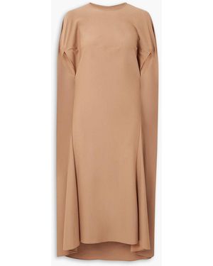 Marie Adam-Leenaerdt Cape-effect Stretch-jersey Midi Dress - Brown