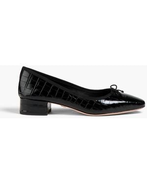 Veronica Beard Cecile Croc-effect Leather Court Shoes - Black