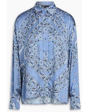 Maje Paisley-Print Satin Shirt - Blue