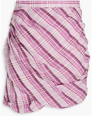 Isabel Marant Birdy Draped Checked Cotton-voile Mini Skirt - Pink