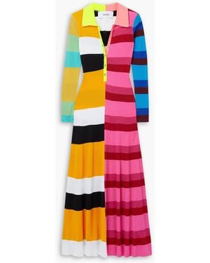 Christopher John Rogers Colourblock Ribbed Wool-blend Maxi Dress - Multicolour