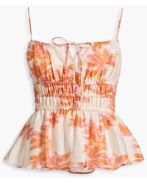 HANNAH Ava Printed Cotton And Silk-blend Camisole - Red