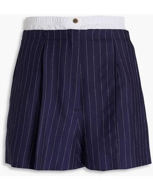 Sandro Pinstriped Twill Shorts - Blue