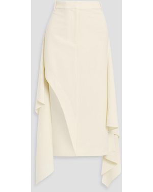 Tibi Layered Draped Crepe Midi Skirt - Natural