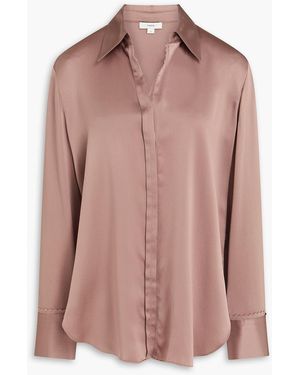 Vince Lace-trimmed Silk-satin Crepe Shirt - Pink