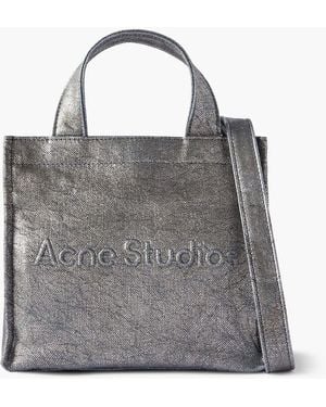 Acne Studios Logo-Embossed Denim Tote Bag - Gray
