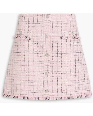 Maje Frayed Metallic Tweed Mini Skirt - Pink