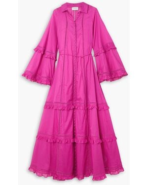 Joslin Studio Diane Tiered Cotton-poplin Maxi Dress - Pink