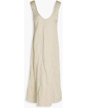 Gentry Portofino Crinkled Cotton And Linen-Blend Midi Dress - White