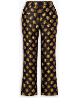 La DoubleJ Hendrix Metallic Jacquard Flared Pants - Black