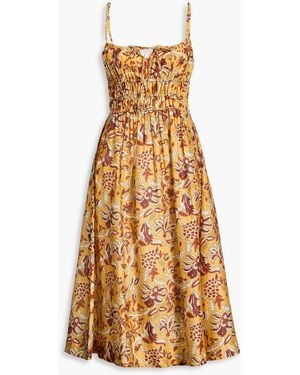 HANNAH Midikleid "yolanda" aus einer baumwoll-seidenmischung mit print - Natur