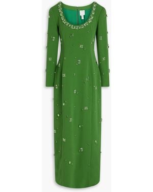 Huishan Zhang Crystal-Embellished Crepe Maxi Dress - Green