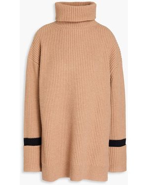 Chinti & Parker Ribbed Wool Turtleneck Sweater - Natural