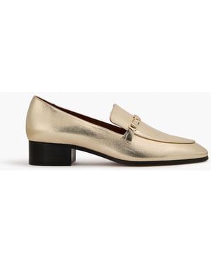 Maje Embellished Leather Loafers - Metallic