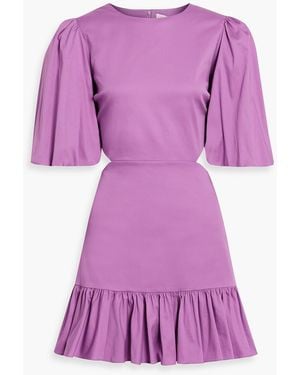 Veronica Beard Iker Cutout Ruffled Cotton-blend Poplin Mini Dress - Purple