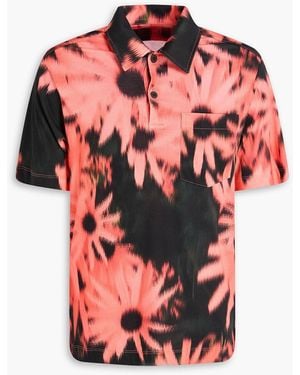 Dries Van Noten Printed Cotton-jersey Polo Shirt - Red