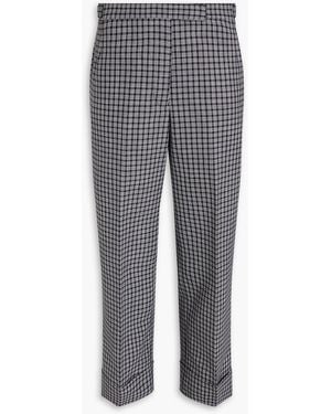 Thom Browne Cropped Gingham Straight-leg Trousers - Grey