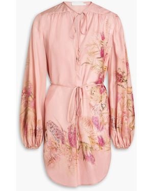 Zimmermann Floral-print Silk Tunic - Pink