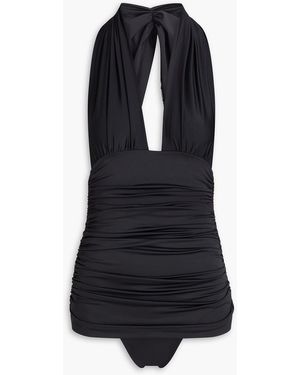 Norma Kamali Badekleid mit raffungen - Schwarz