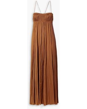 Ulla Johnson Valira Plissé-Satin Gown - Brown