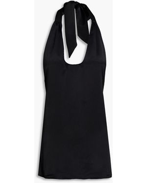 Envelope Ursula Satin Halterneck Top - Black