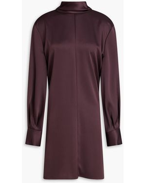 Theory Cutout Satin-Crepe Mini Dress - Purple