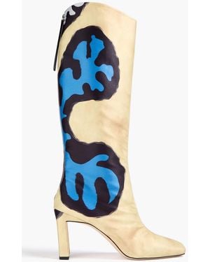 Wandler Printed Satin Knee Boots - Blue