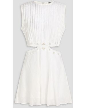 Sandro Cutout Pintucked Linen-Blend Mini Dress - White