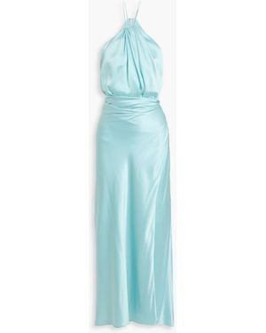 The Sei Draped Silk-satin Maxi Dress - Blue